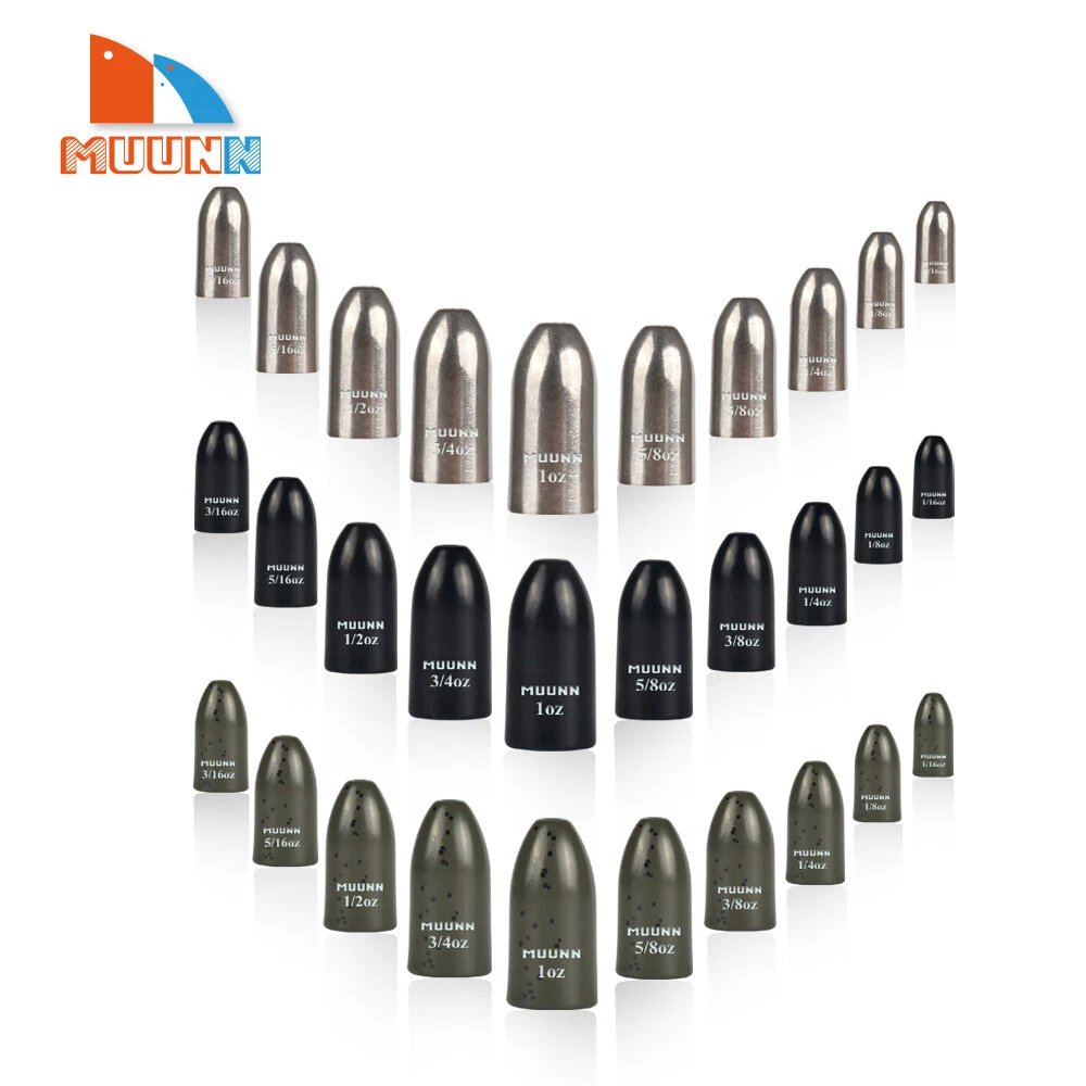 MUUNN Tungsten Bullet Weights Sinkers Bulk Flipping Fishing