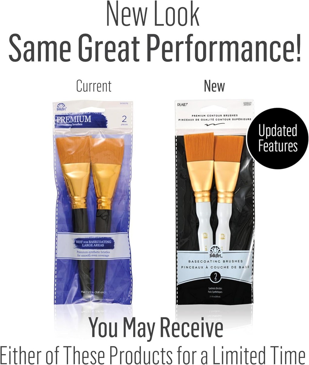 Plaid 50557E Flat Brush, (2-Piece), Gold Taklon Large, | eBay
