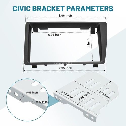 Kit de tablero de instalación de radio estéreo 2 DIN con arnés de cables para Honda Civic 2001-2005 - Imagen 2 de 8