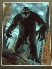 Bigfoot in Forest with Glowing Eyes Poster 18x24in