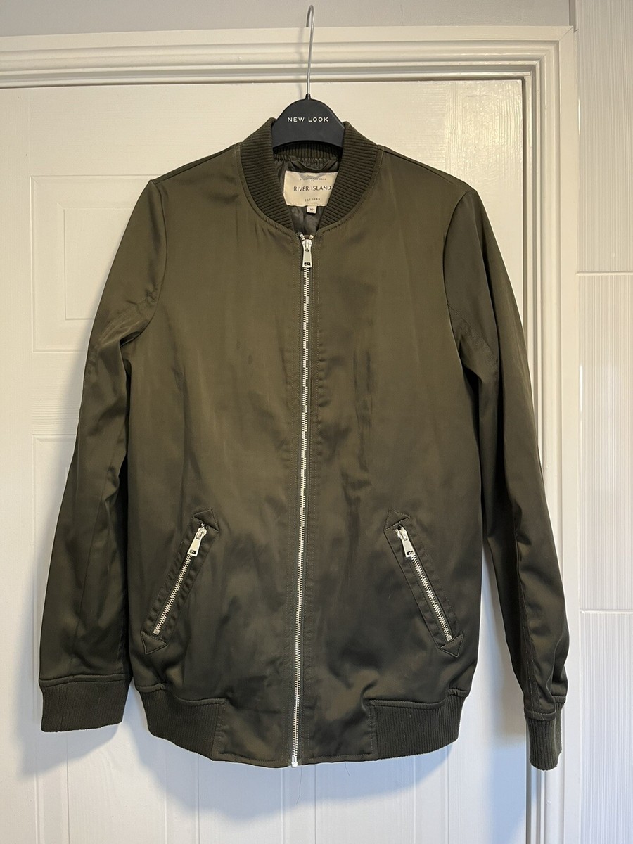Womens Khaki Green Smart Bomber Jacket Size 10 River Island Coat
