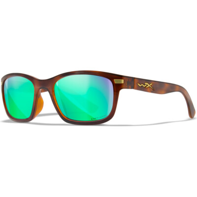 Wiley X WX Helix Brille Polarisierte Grüne Spiegelgläser Brauner Rahmen