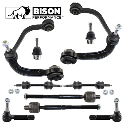 Bison Performance 10pc Front Upper Control Arm Sway Bar TieRod Kit For F-150 4WD