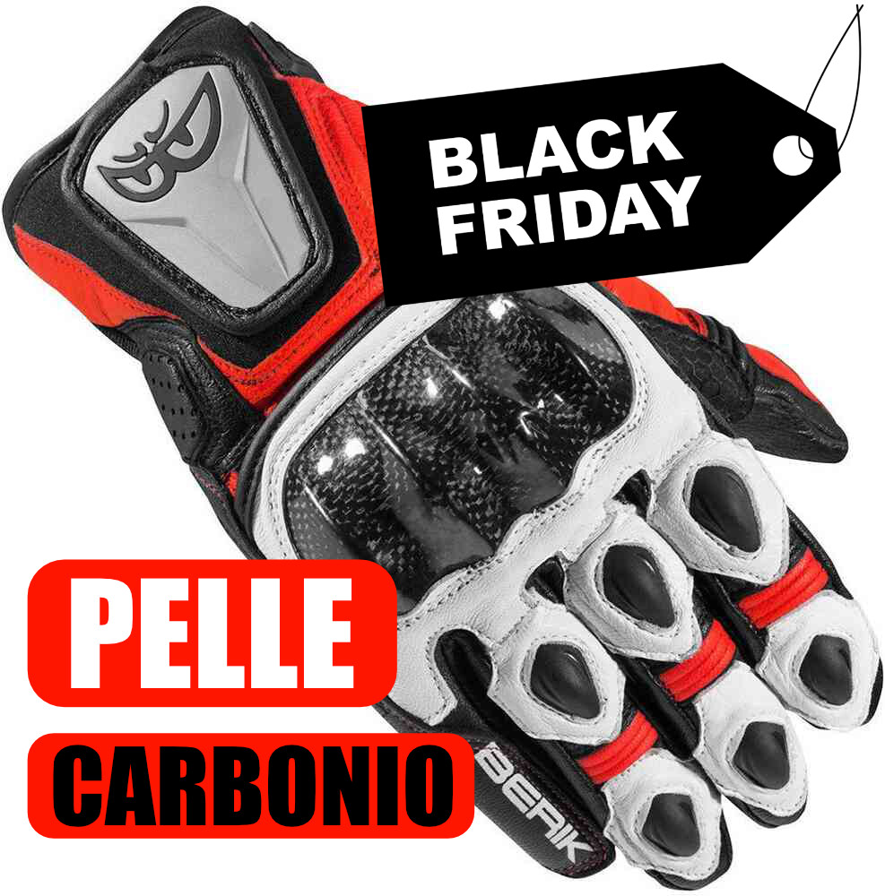 Guanti da Moto in PELLE e CARBONIO Berik - SCONTO BLACK FRIDAY