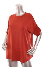 NEW Eileen Fisher  Fine Jersey Short Sleeve Crew Neck Boxy T-Shirt Top Rust