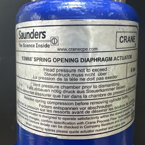 NEW Crane Saunders ESM68 Diaphragm Valve W/ Saunders 025-3306-A-602-XB-FS68 6Bar - Picture 4 of 8