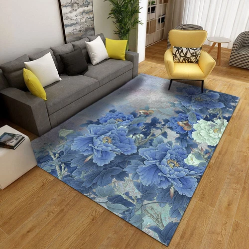 Alfombra de terciopelo floral 3D vintage alfombra de piso para sala de estar dormitorio antideslizante lavable - Imagen 21 de 22