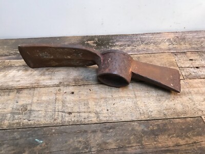 Vintage Rusty Mattock Pick Axe KM Garden Tool Digging Planting Hoeing (Japan)