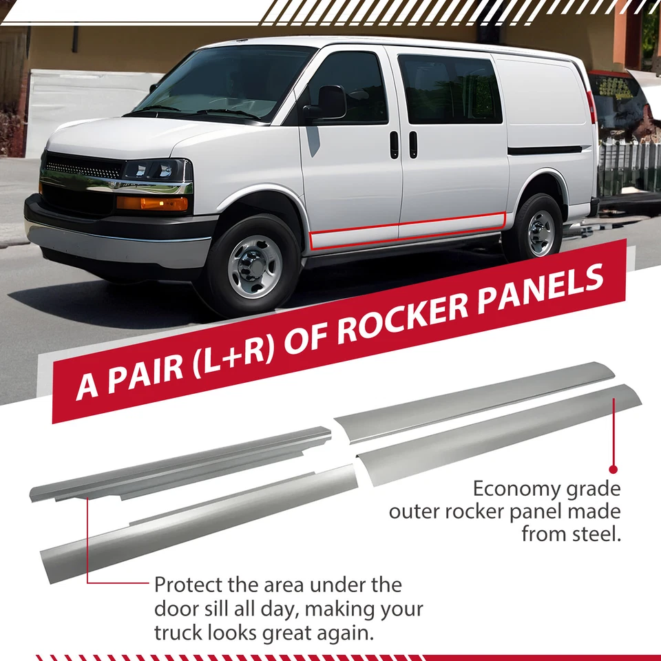 HECASA For Chevy Express GMC Savana Van 1996-2014 Rocker Panel Left & Right Side - Image 4 of 4