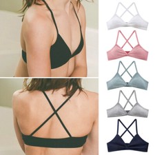 Womens Deep V Bra Bandeau Triangle Cup Bra Wireless Top Bra Bralette Solid Color