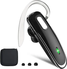 Bluetooth Headset, V5.1 Ultralight Wireless Handsfree Earpiece Cell Phone with