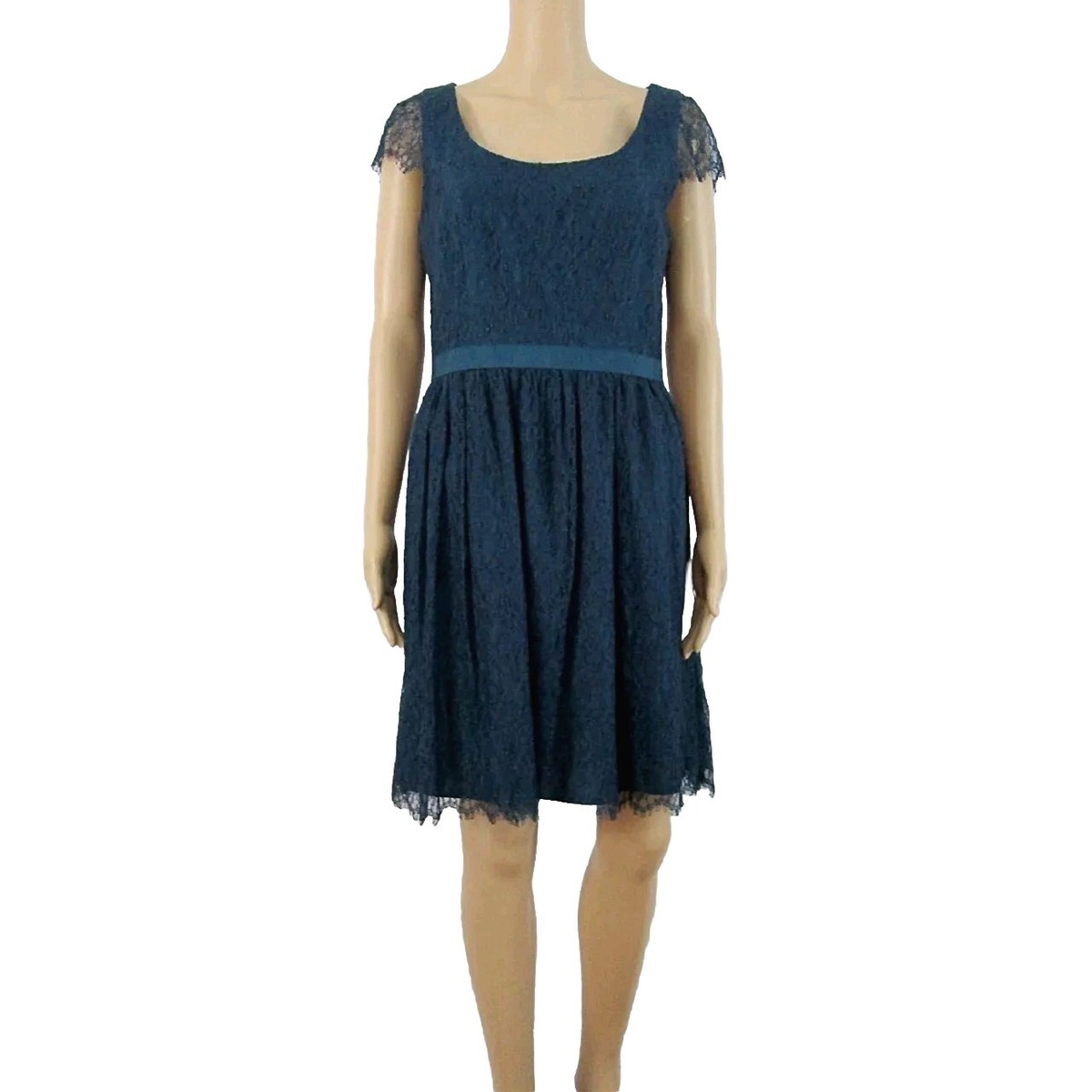 Shoshanna Peacock Blue Lace Sheath Cocktail Dress