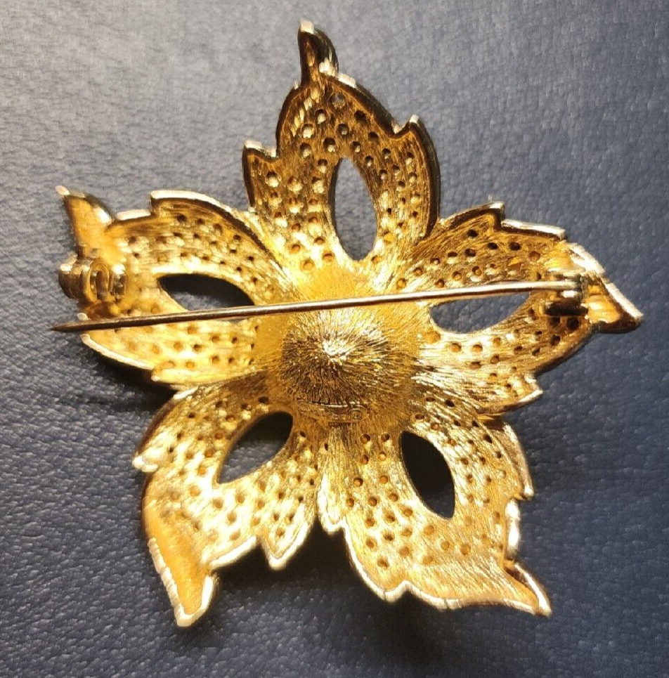 Christian Dior Vintage Brooch Gold Tone with Rhinestones Faux