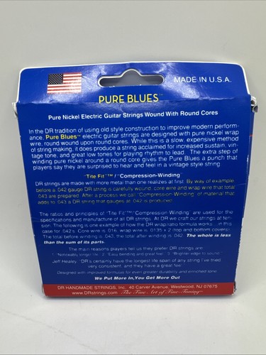DR PHR-9 "Pure Blues" Reines Nickel Gitarrensaiten 9-42 Hergestellt in den USA - Bild 2 von 2