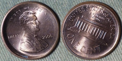 Error : 2000 Cent Broadstruck Nickel Size IREC1746A