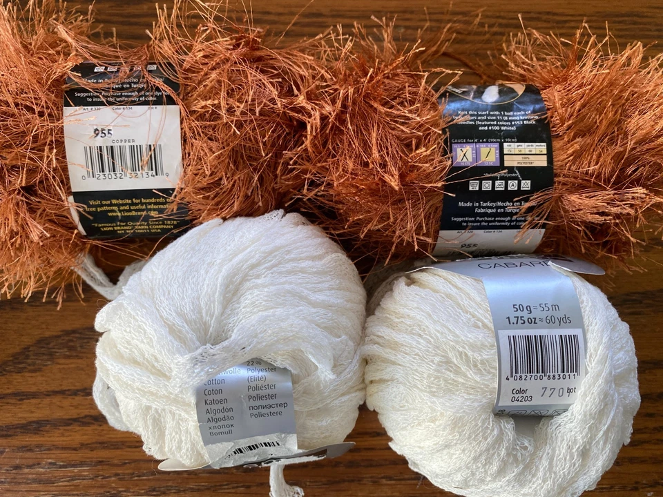 Lote de hilos especiales vintage de rizo de algodón, seda italiana, divertido tejido de piel y ganchillo Foto 4 de 4