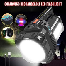 Solar USB Rechargeable Spotlight Super Bright Led Spot Light Handheld Flashlight