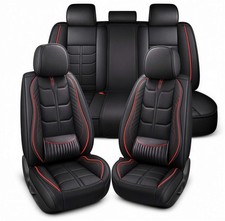 Waterproof Faux Leather Car Seat Covers Full Set, 5-Seat, Black Red 5-seat ...