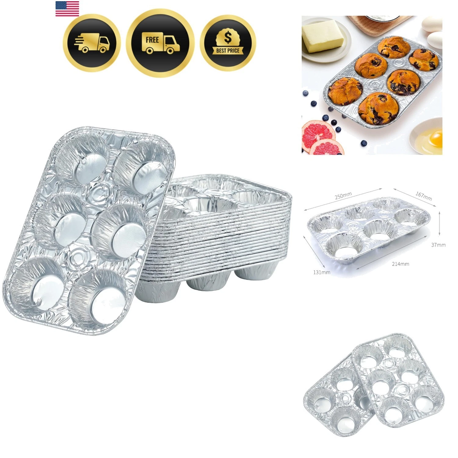 10pack Muffin Pan 6-Cup Cupcake Aluminum Pans Favorite Muffin Tin Size for Ba...
Opens in a new wind