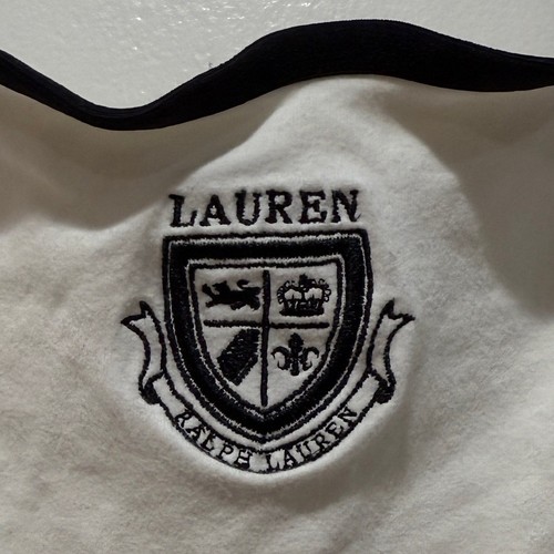 Y2K Lauren Ralph Lauren Crest Cami Tank Top White Black Trim Sz S Preppy Vintage - Picture 2 of 8