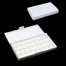  Watercolor Palette Box - with Lid for Watercolor & Oil Paint 24 Wells White