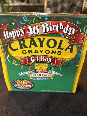 Crayola Crayons Happy 40th Birthday Limited Edition Original 1958 Box 64 Colors