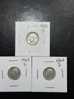 (3 Coins) 1962 1963 1964 D Mints Silver Roosevelt Dimes