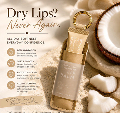 Coconút Kiss Coconut Oil Lip Balm, Coconut Scent, Keychain Holder 0.57 fl oz