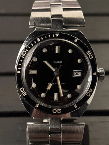 Timex Marlin Calendar🤿 Vintage Skin Diver🪸Rare Dial - Runs And Keeps Time👍