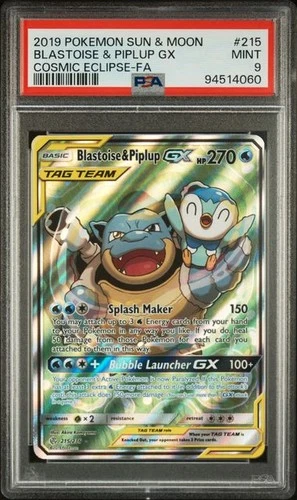 Blastoise & Piplup Gx FA #215 PSA 9