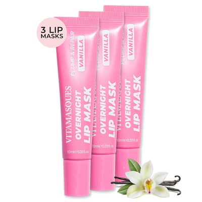 Vitamasques Overnight Lip Mask - Hydrating Vanilla Balm Moisturizer Pink 