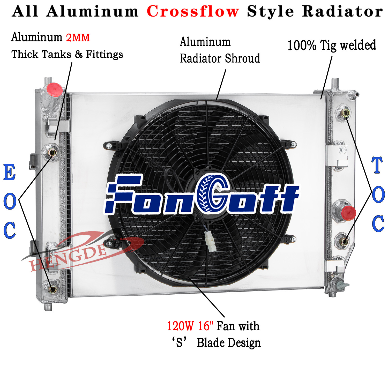 3 Row Radiator Shroud Fan for 2005-2013 Chevrolet Corvette C6 6.0 6.2L 7.0L V8