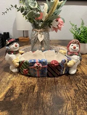 1995 Fitz and Floyd Snowman Bowl/Candy Tidbit Dish