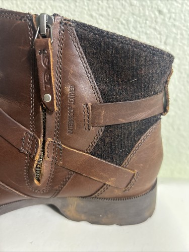 Teva Brown Leather Ankle Harness Zip Chelsea Boots Women Size 10 - Picture 16 of 21