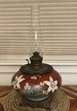 Antique Bradley & Hubbard 21” “The Parker”  Victorian Hand-painted Oil Lamp
