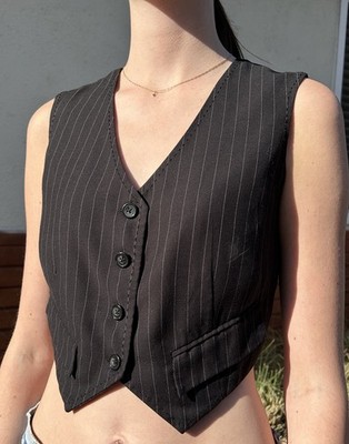 2010 John Paul Gaultier X Target Cropped Pinstripe Vest Shirt  Sz S