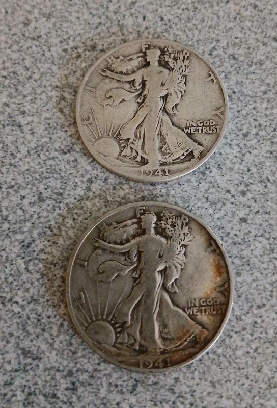 Lot of 2 United States Half Dollar Walking Liberty 90% Silver 1941 D Circulated