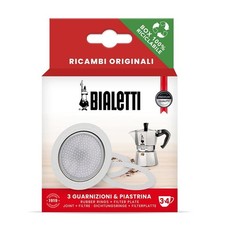 Bialetti Ricambi, Include 3 Guarnizioni e 1 Piastra, 3/4 Tazze, Bianco 