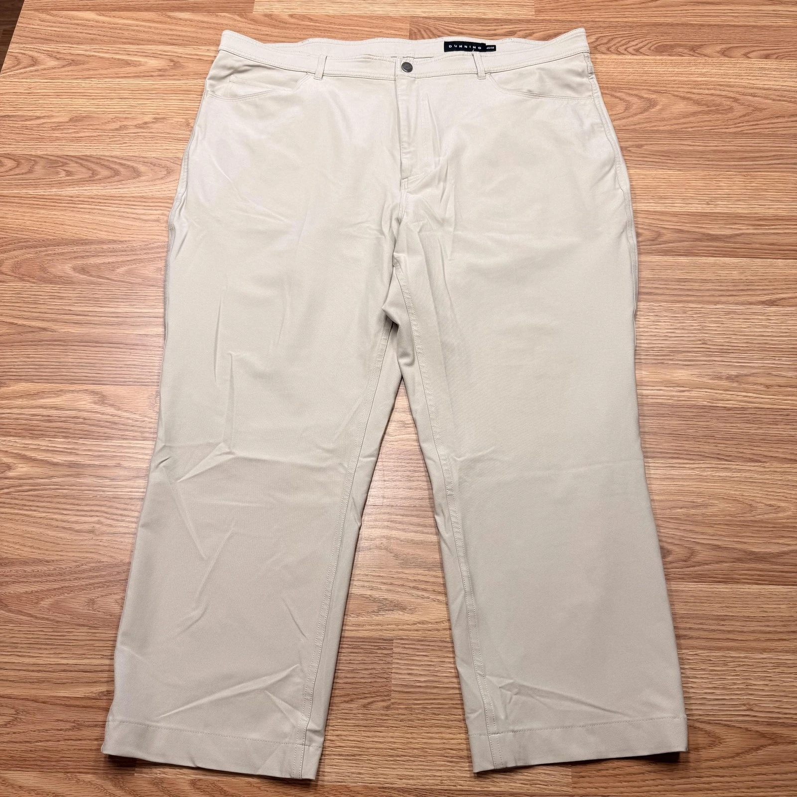 Dunning Chino Pants Mens 40x32 Beige Stretch Microfiber Performance Golf Travel