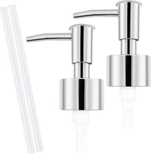 2pack Silver Soap Dispenser Pump Replacement - Soap Pump for Lotion & Regular Gl