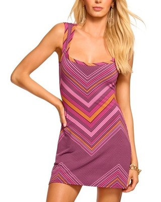 Ramy Brook Roberta Dress Women's M Pink Petunia Square Neck Sleeveless Pullover
