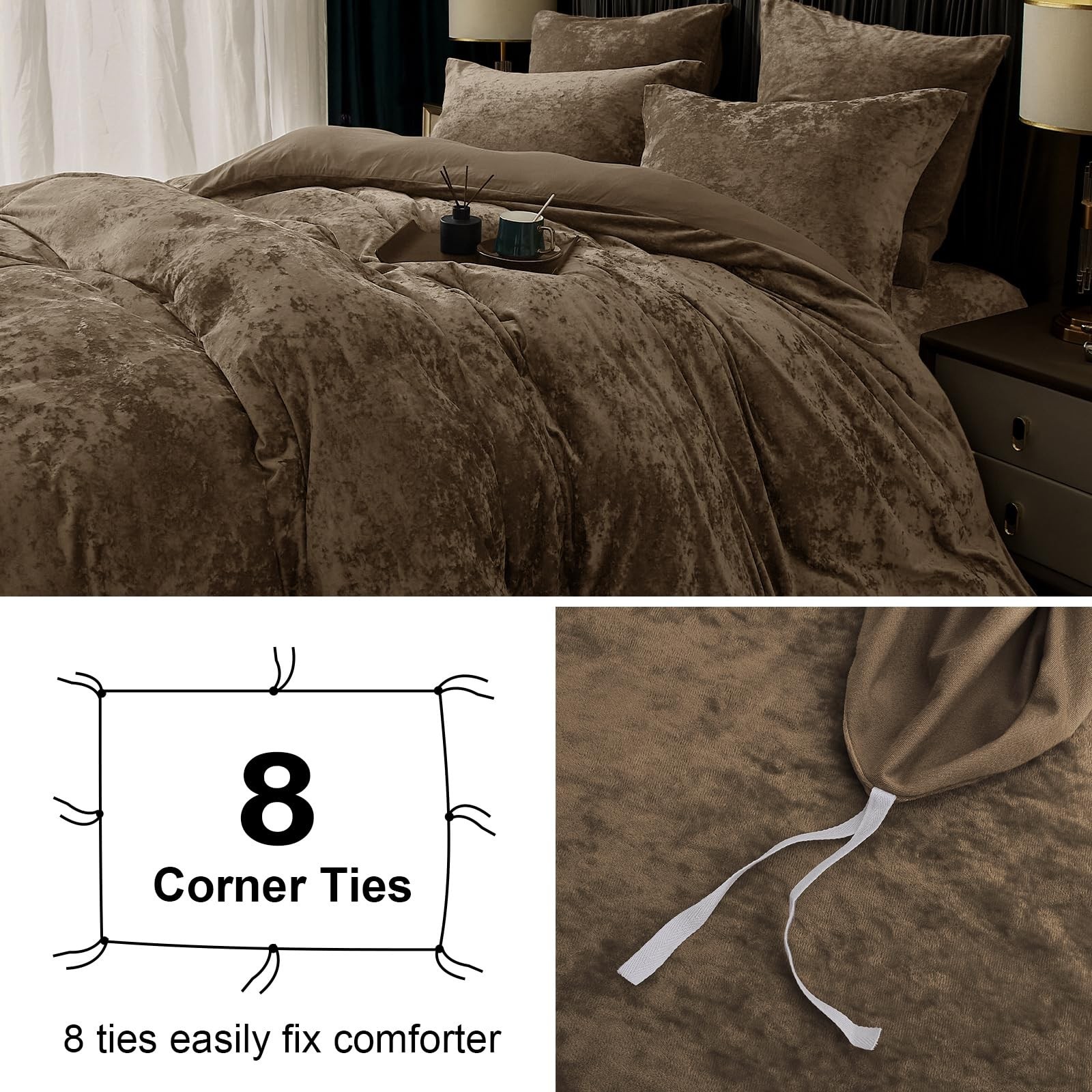 PHF Truly Velvet Duvet Cover Set Twin Size, 2pcs Ultra Soft Breathable Comfor...