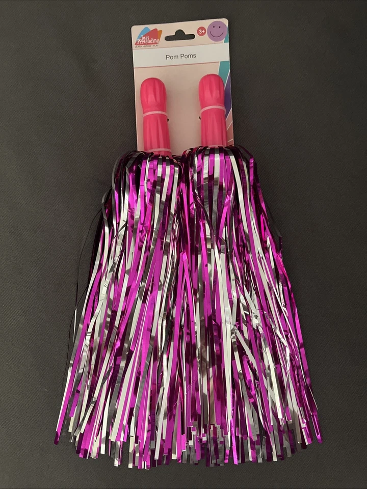 Just Pretend Cheerleader Pom-Poms Pair Costume Accessory Girls Dress Up Play Toy - Image 4 of 4