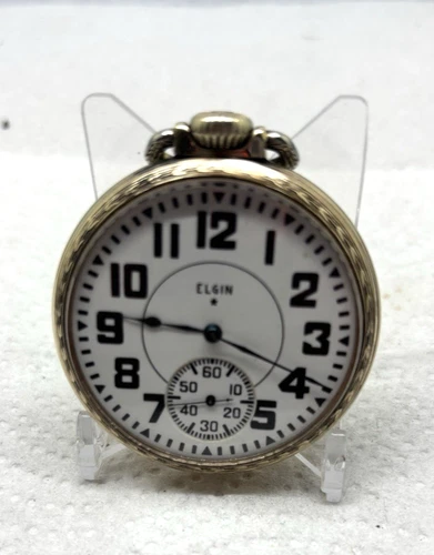 ELGIN POCKET WATCH, 16S, 19J, GRADE 372, BW RAYMOND, VTG 1911 RR GRADE, GF CASE