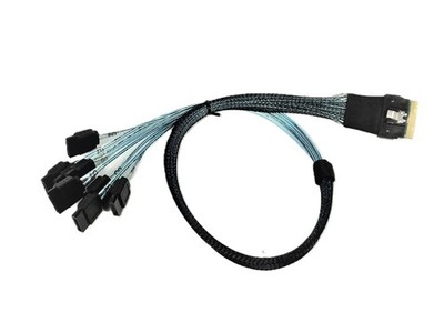 SlimSAS 8i (SFF-8654) Straight to 8X SATA Cable - 1 Meter