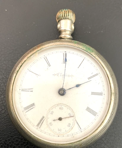 1897 Elgin RAILROAD Pocket Watch 7J 18S Gr 164 Good BAL/Dial 1 of Only 6k!   1C