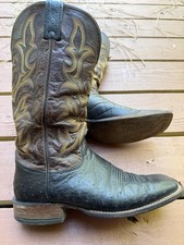 Justin 5507 Smooth Ostrich Cowboy Boots Men 9D Black Brown Western Square USA