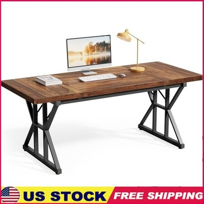 Executive Desk Large Workspace Adjustable Metal Legs Modern Computer Table New