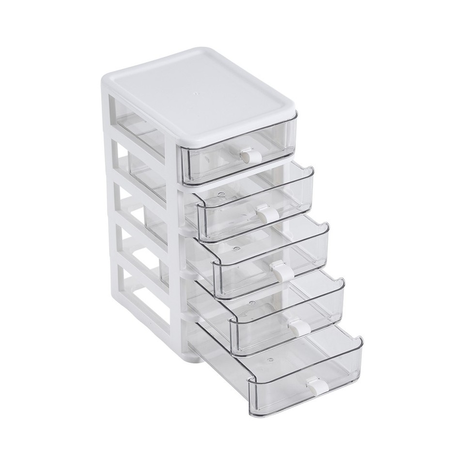 Plastic Drawer Storage Box Clear Desktop Organizer Cabinet Office ...