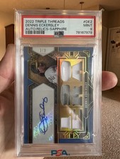2022 Topps Triple Threads Dennis Eckersley Sapphire Relic Auto /3 PSA 9